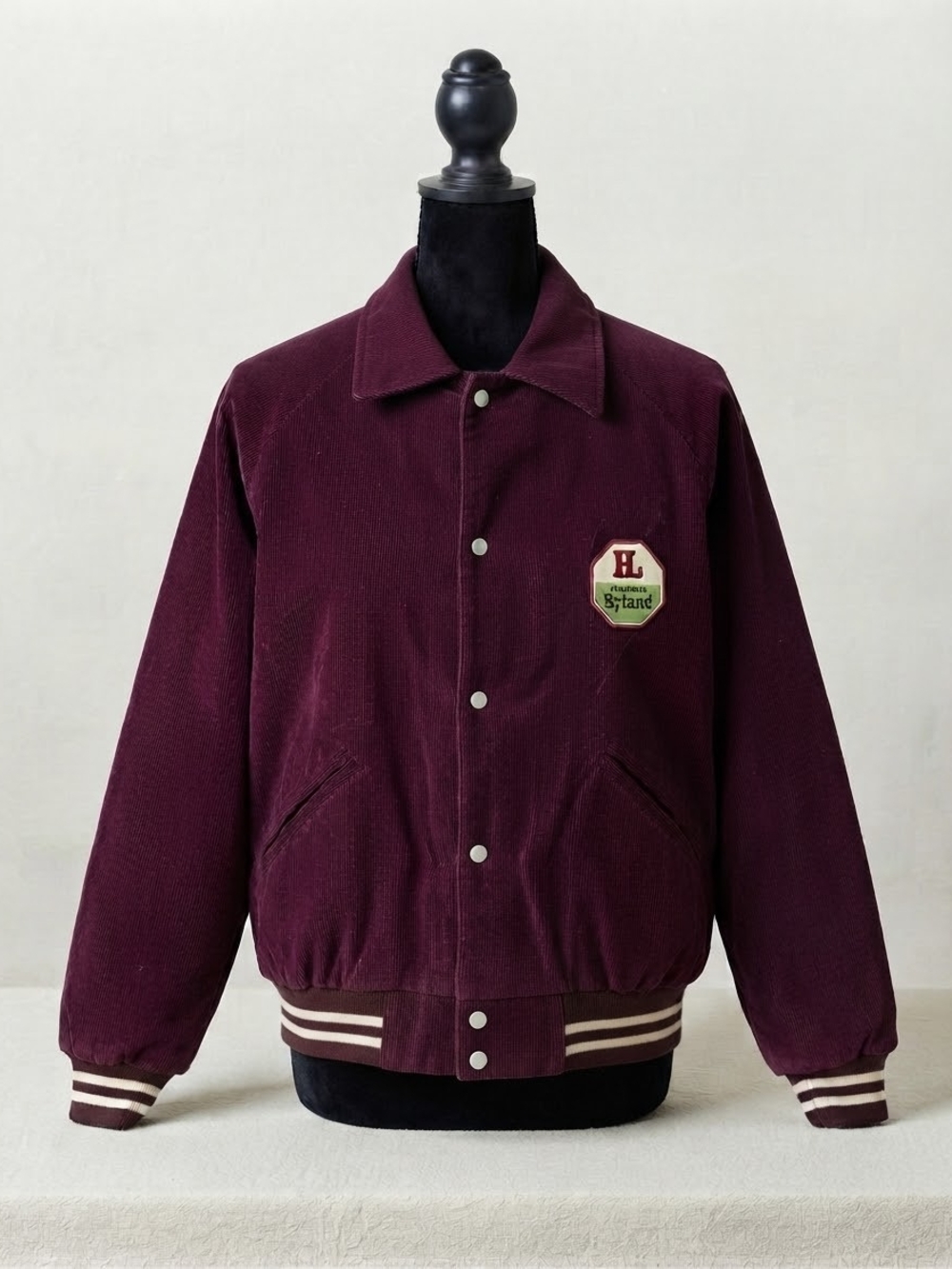Vintage 90s Astro Sportswear Burgundy Corduroy Semences Hyland Varsity Jacket Sm